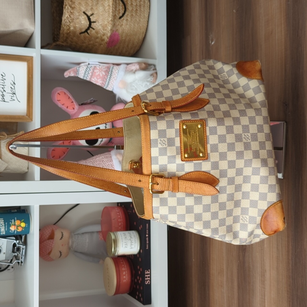 LV Damier Azur Hampstead snap side tote